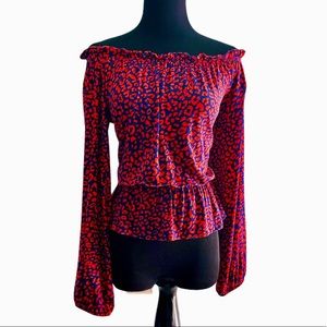 SCOOP - NWOT Animal Print Off-the-Shoulder Top